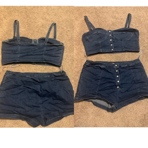 2 piece denim short set